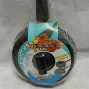 Frigideira 2 Pçs Teflon c/ 01 Tampa de Vidro = REMAZA