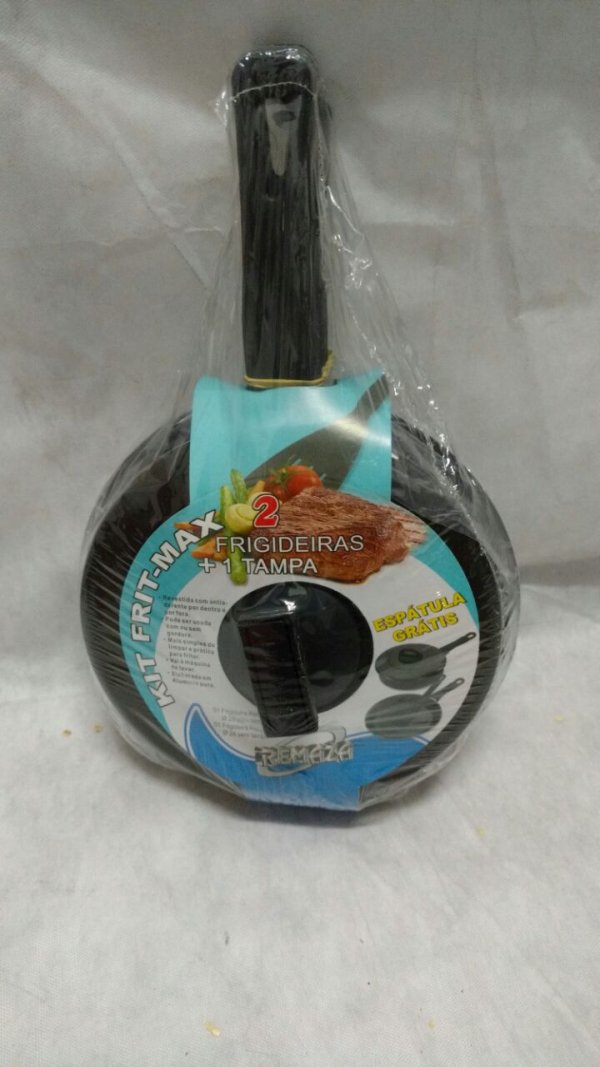 Frigideira 2 Pçs Teflon c/ 01 Tampa de Vidro = REMAZA