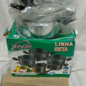 Panela 05 Pçs Tampa Alumínio Polida = REMAZA