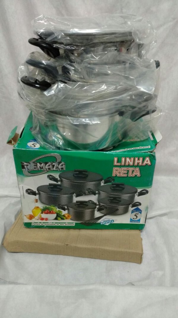 Panela 05 Pçs Tampa Alumínio Polida = REMAZA