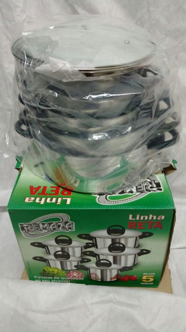 Panela 05 Pçs Polida Tampa de Vidro = REMAZA