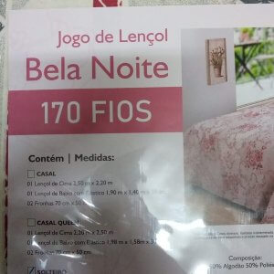Lençol Solteiro Bela Noite 2,20x1,50 - MOGI GUAÇU