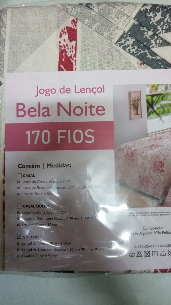 Lençol Solteiro Bela Noite 2,20x1,50 - MOGI GUAÇU