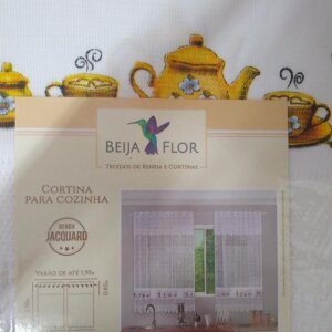 Cortina cozinha Renda C/ Bandô Viva a Vida 1,50x2,10 - BEIJA FLOR