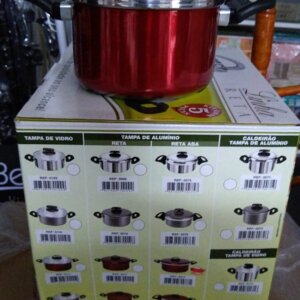 Panela Reta Aba Tampa de Aluminio Craq/Verm 05 Pçs - REMAZA