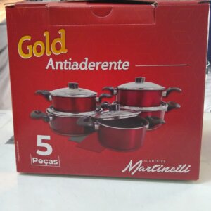 Panela Gold Antiaderente 05 Pçs Tampa de Vidro - MARTINELLI