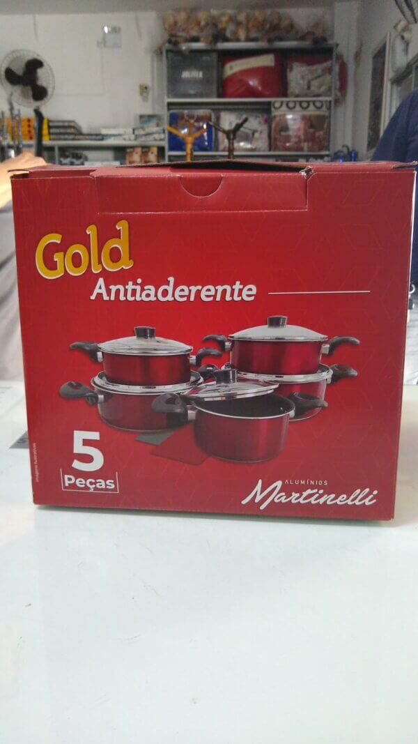 Panela Gold Antiaderente 05 Pçs Tampa de Vidro - MARTINELLI