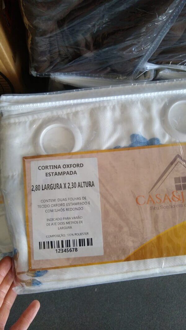 Cortina Oxford Estampada/Lisa 2,80 x 2,30-2,20 - CASA E JANELA