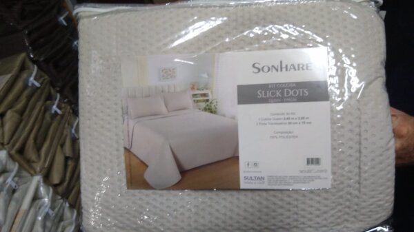 Colcha Queen Slick Dots/Square 03 Pçs 2,40 x 2,60 - SULTAN