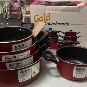 Panela 05 pçs Gold Antiaderente Vermelha/ Preta - MARTINELLI